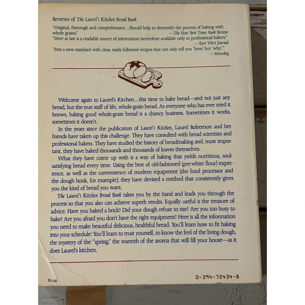 Laurel's Kitchen Bread Book 1st Ed 1984 Whole-Grain Breadmaking Random House